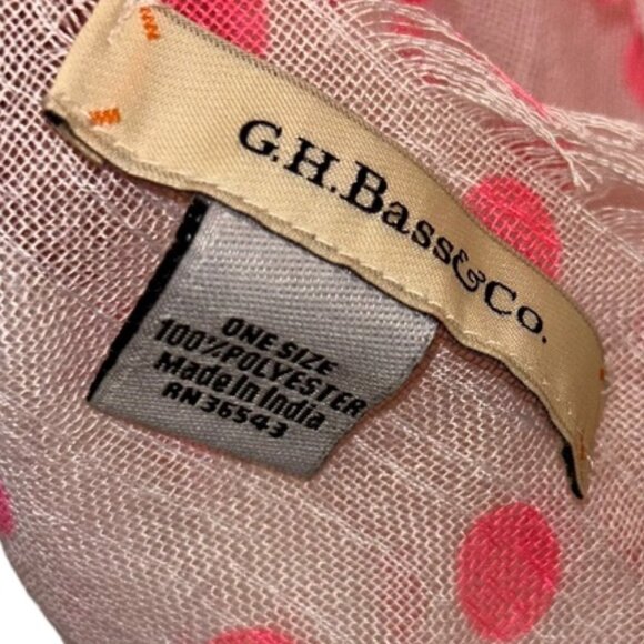 G.H. Bass & Co white Neon Barbie pink polka dot semi sheer scarf ASNEW c… - Picture 2 of 5
